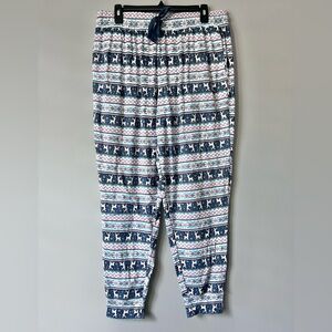 Roudelain Women’s Polar Fairisle Soft Draw String Pajama Pants Long Size Large